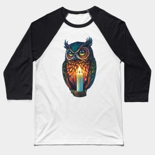 Owl Painting with a Candle Baseball T-Shirt